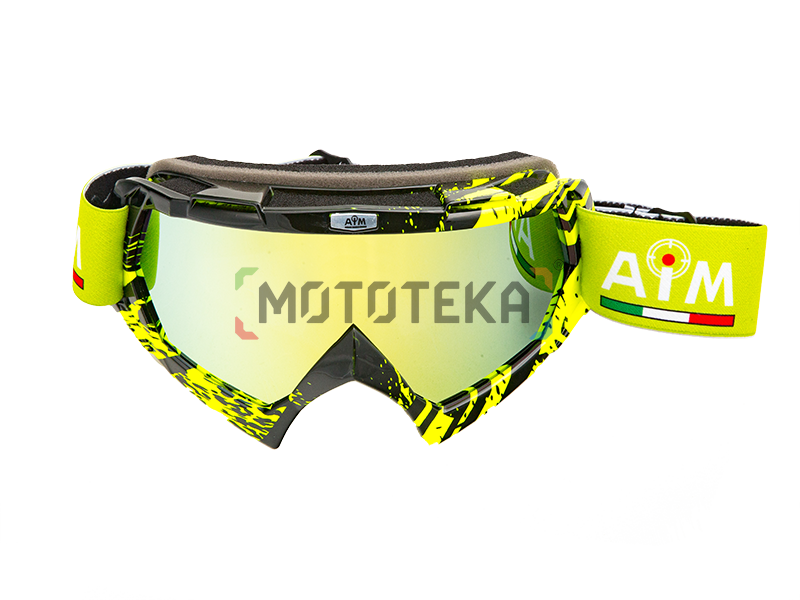 Мотоочки кроссовые AiM (Аим) (PRO) 157-600 Black-Yellow Glossy