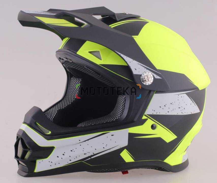 Шлем мото кроссовый RACER (Рейсер) JK802 (XL) желтый/черный, (no visor)
