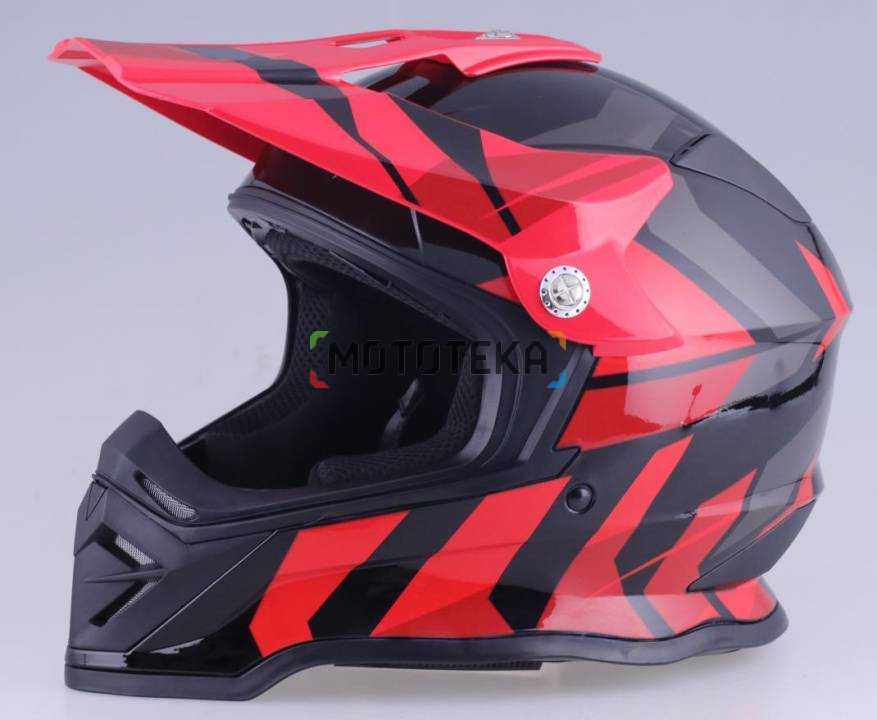 Шлем мото кроссовый RACER (Рейсер) BLD-819-7 new (XXL) черный/красный, (no visor)